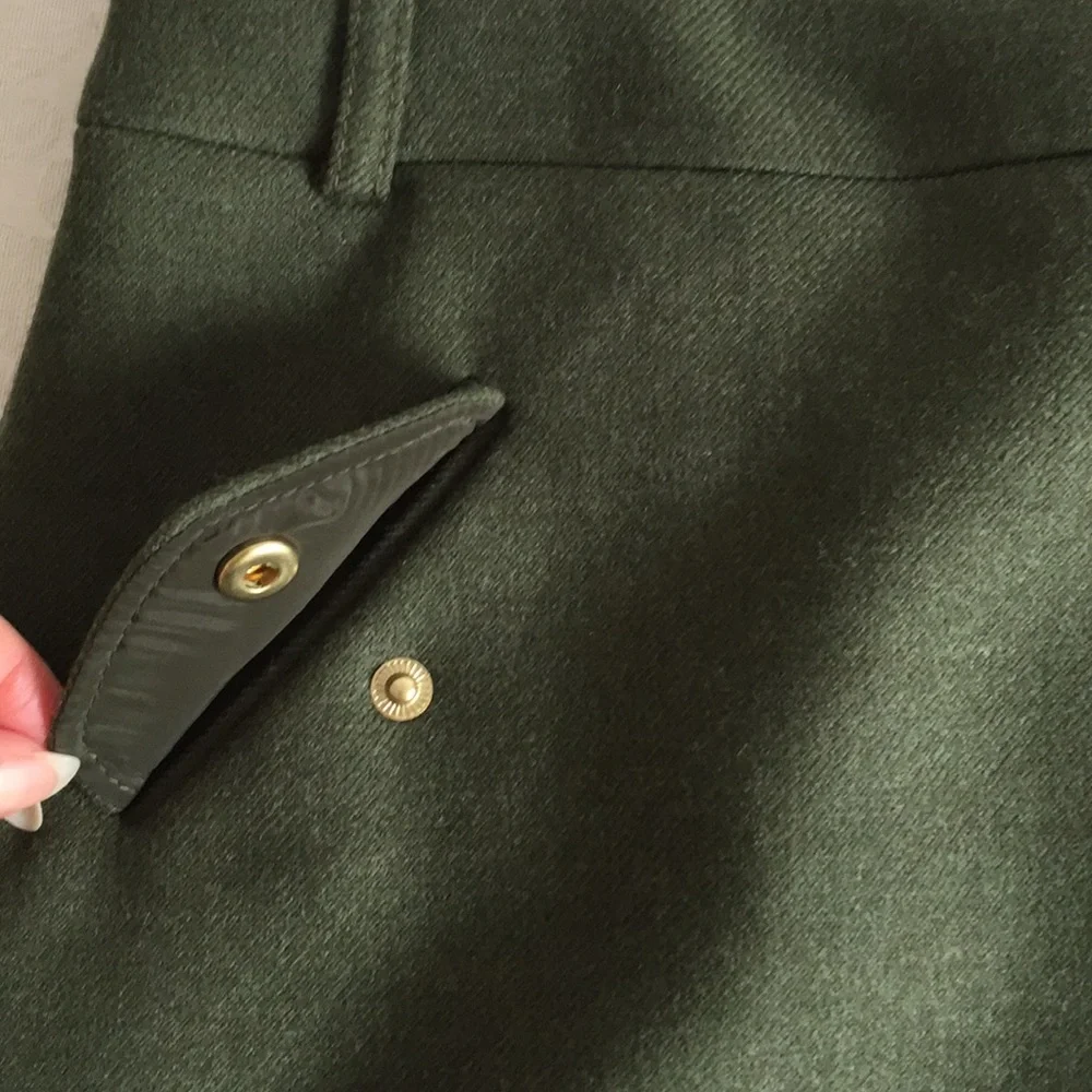 J.crew military green mini Moto wool skirt